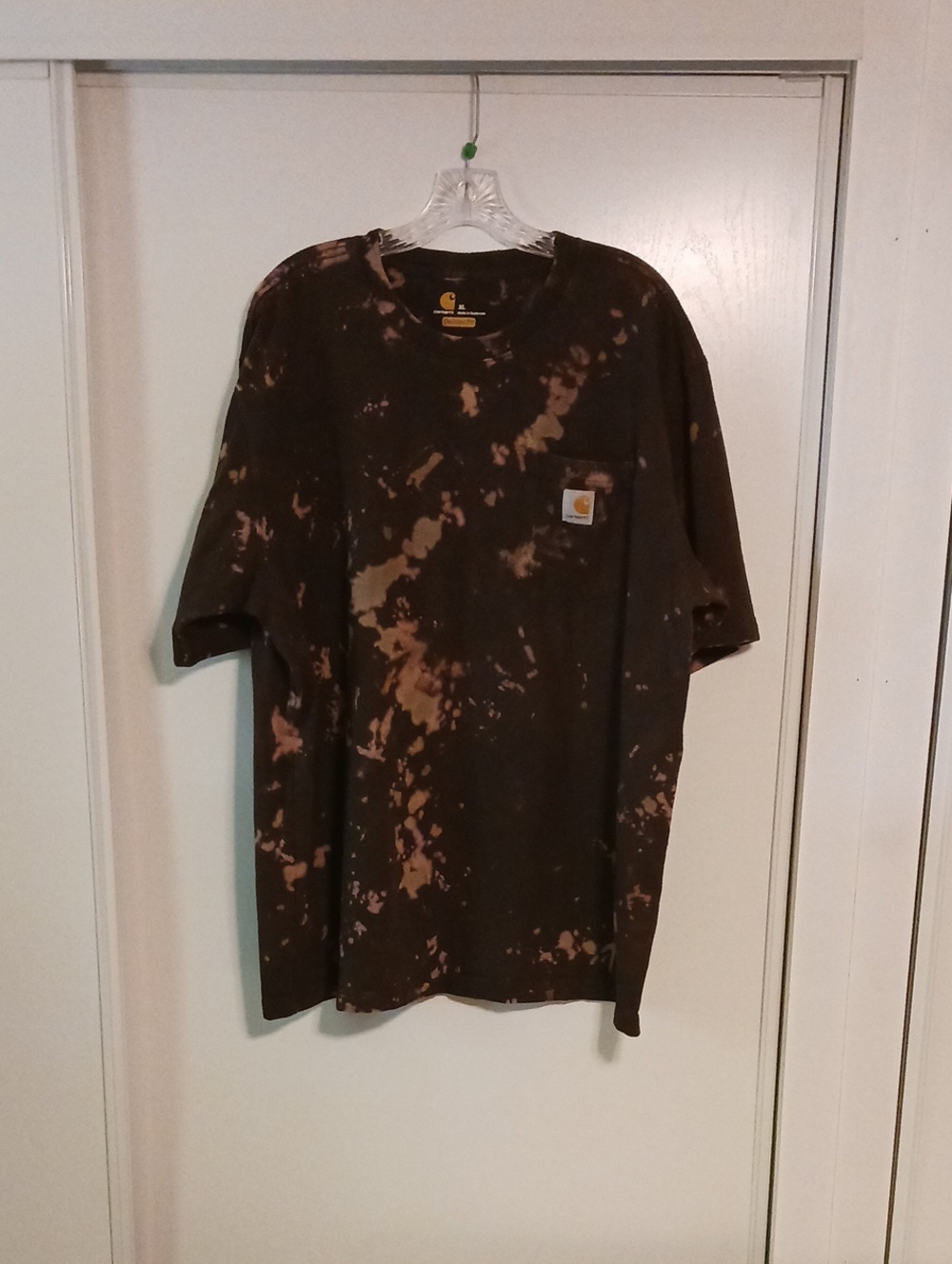 Carhartt Brown Bleach-Effect Pocket Short Sleeve Tee